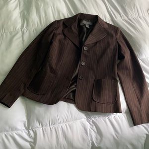 women’s striped blazer with shoulder pads &pockets